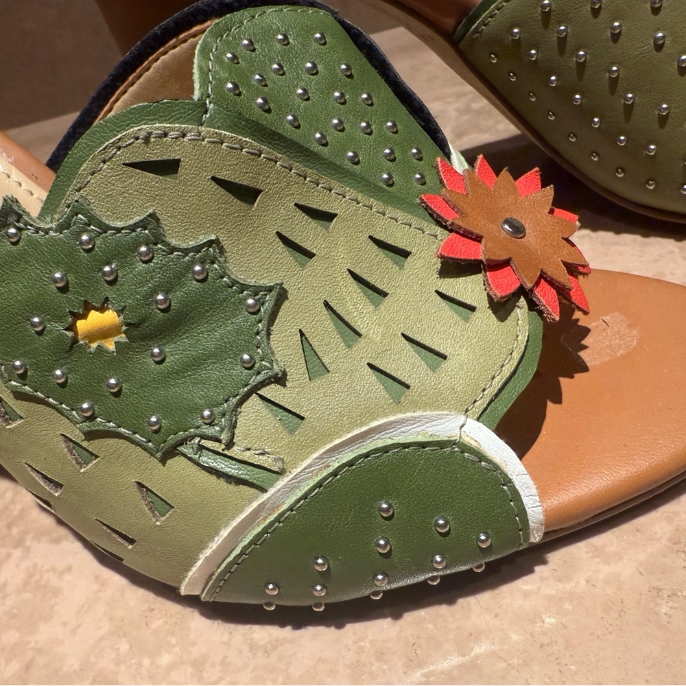 Katy Perry Collections Green and Red Mules with Floral Cutouts - Picture 4 of 9
